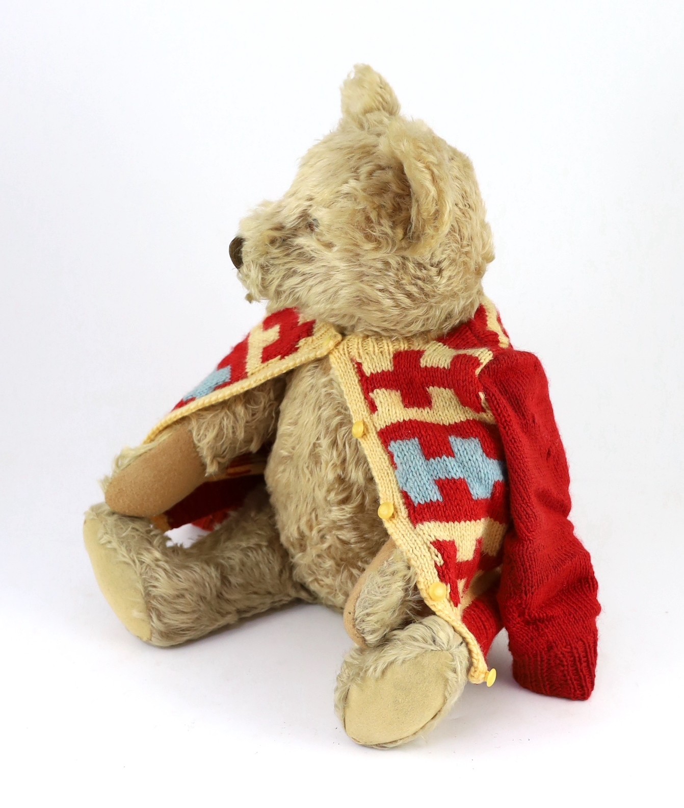 A large Steiff blonde mohair teddy bear, circa 1920, height 48cm